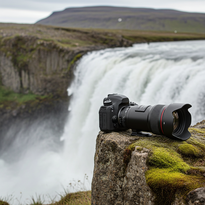 Camera product photo — AI-generated scene