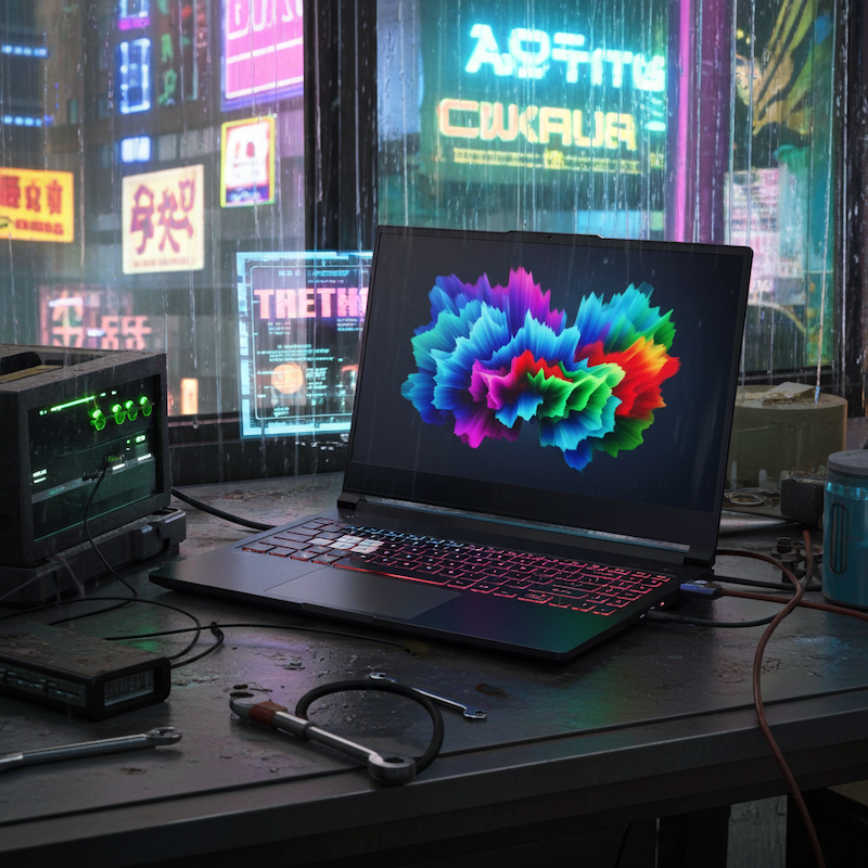 Laptop product photo — AI-generated scene